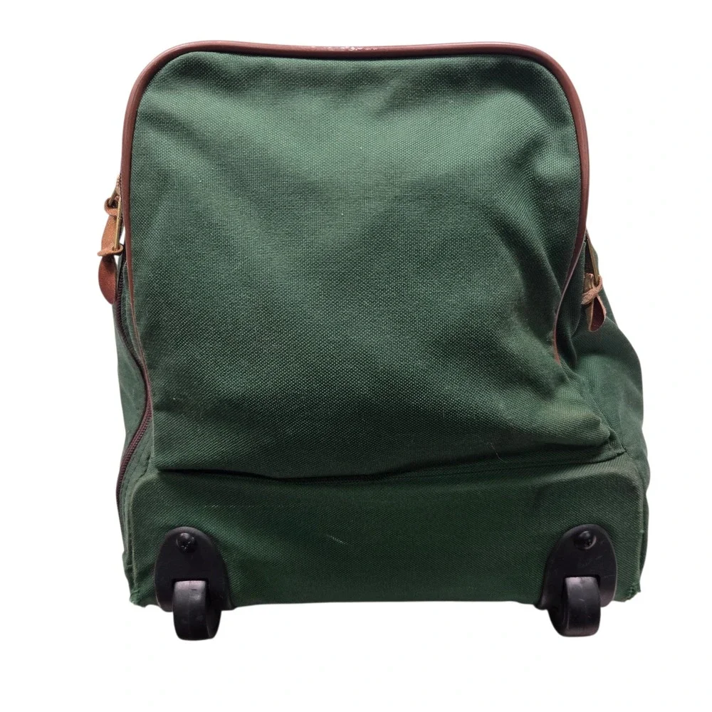 Vintage 90s LL Bean Duffle Bag Mens Large Green Canvas Leather Travel Luggage